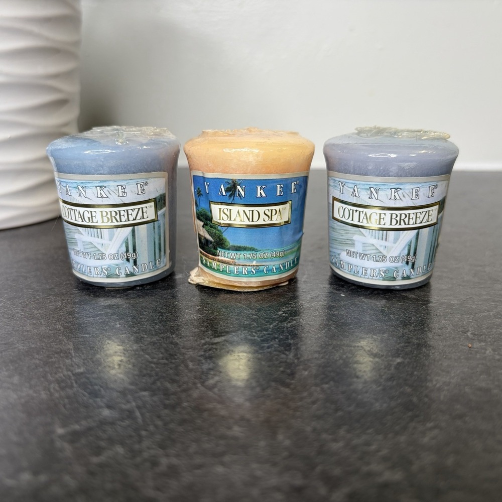 NEW Yankee Candle RETIRED 2- Cottage Breeze & 1- Island Spa Votive Candles 1.75